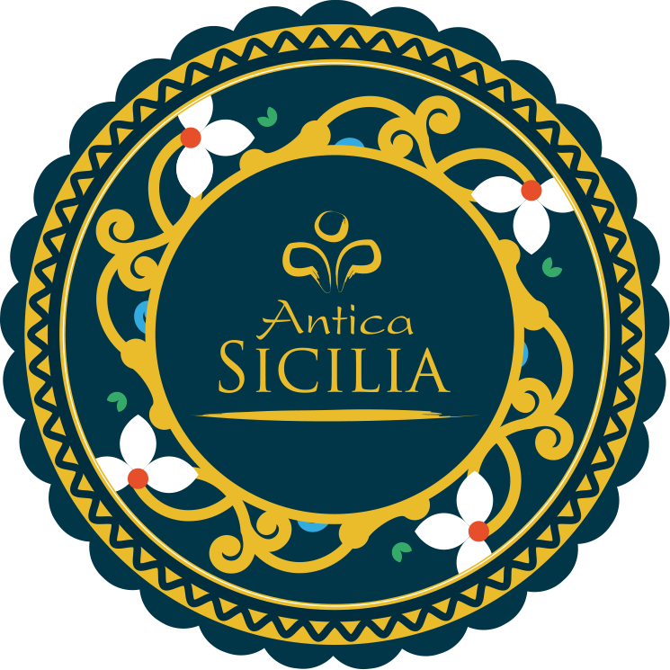 Logo firmy Antica Sicilia - výrobce omáček, marmelád, krémů, čokolád a koření ze Sicílie